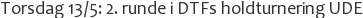 Torsdag 13/5: 2. runde i DTFs holdturnering UDE