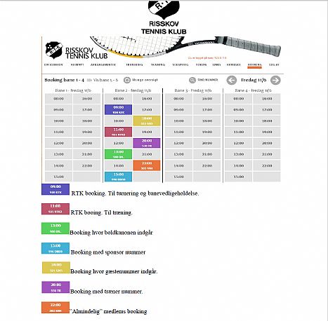 Booking - farvekoder - RTK