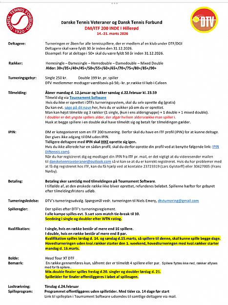 14.-21. marts: “DM for veteraner INDE 2026” - RTK