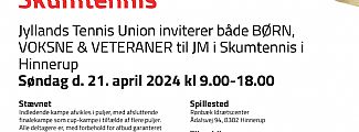 “JM i Skumtennis“ søndag 21/4 kl. 9-18 i Hinnerup