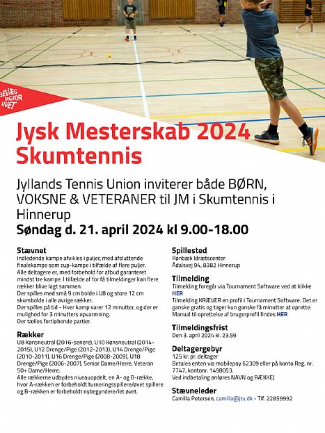 “JM i Skumtennis“ søndag 21/4 kl. 9-18 i Hinnerup - RTK